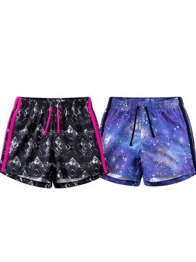 SO Active Girls Athletic Shorts Bundle (Size 10 & 12) – Black & Pink Pattern